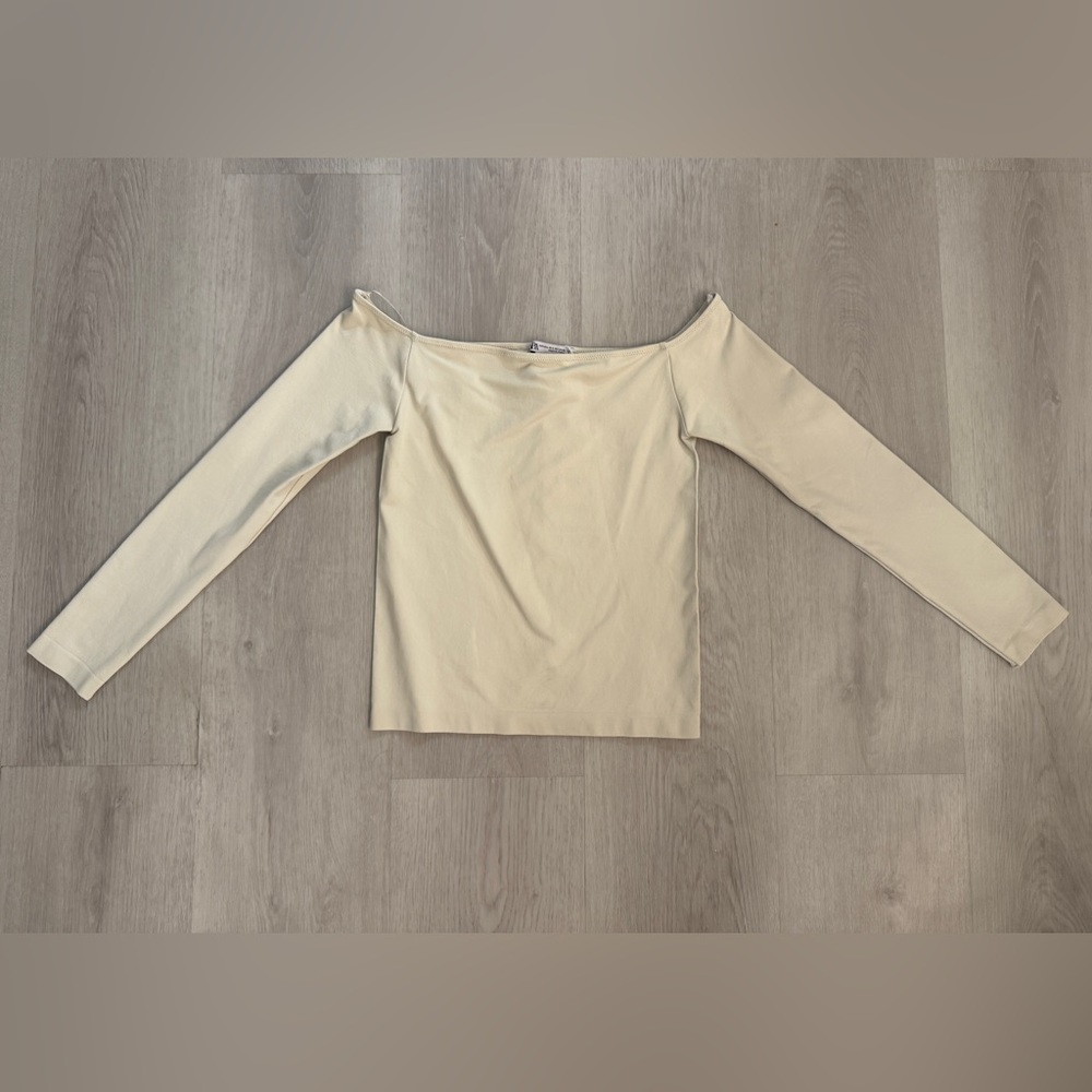 Zara Cream Off-Shoulder Top